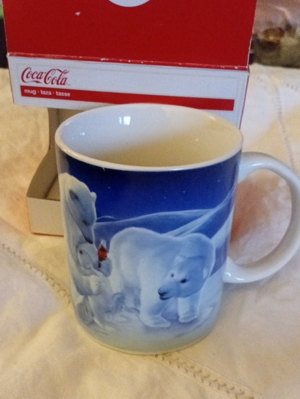 Coca-Cola Polar Bear Holiday Mug - Blue & White